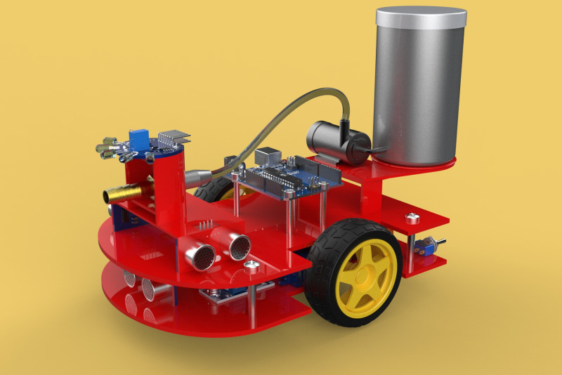 AUTONOMOUS FIRE FIGHTING ROBOT VEHICLE EXTINGUISHER SPRAYER UGV 3D Модель .c4d .max .obj .3ds .fbx .stl .blend