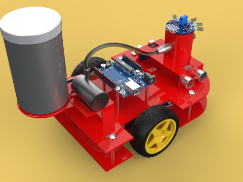 AUTONOMOUS FIRE FIGHTING ROBOT VEHICLE EXTINGUISHER SPRAYER UGV 3D Модель