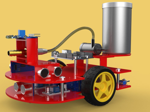 AUTONOMOUS FIRE FIGHTING ROBOT VEHICLE EXTINGUISHER SPRAYER UGV 3D Модель