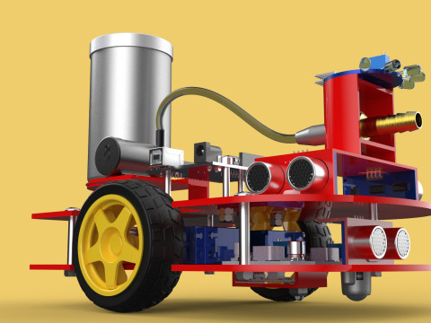 AUTONOMOUS FIRE FIGHTING ROBOT VEHICLE EXTINGUISHER SPRAYER UGV 3D Модель