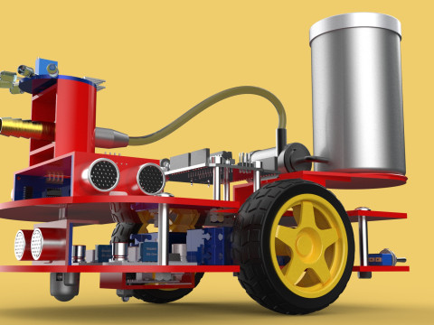 AUTONOMOUS FIRE FIGHTING ROBOT VEHICLE EXTINGUISHER SPRAYER UGV 3D Модель