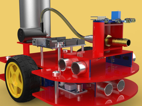 AUTONOMOUS FIRE FIGHTING ROBOT VEHICLE EXTINGUISHER SPRAYER UGV 3D Модель