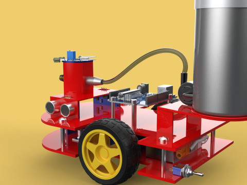 AUTONOMOUS FIRE FIGHTING ROBOT VEHICLE EXTINGUISHER SPRAYER UGV 3D Модель