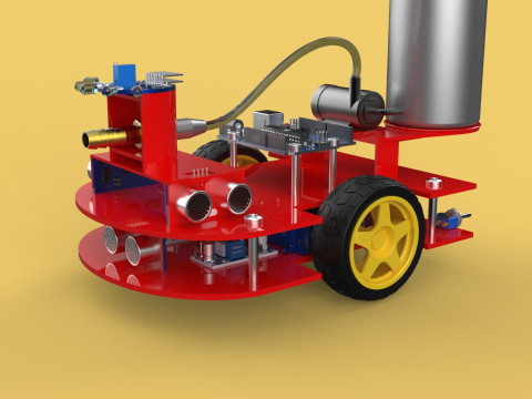 AUTONOMOUS FIRE FIGHTING ROBOT VEHICLE EXTINGUISHER SPRAYER UGV 3D Модель