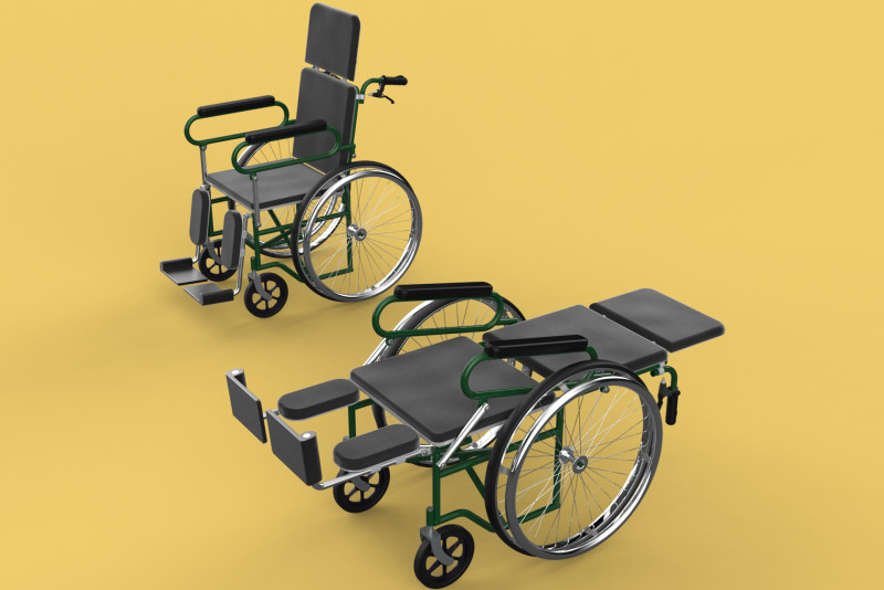 RECLINING RECLINE TILT LYING MANUAL FOLDING WHEELCHAIR MEDICAL Modello 3D .c4d .max .obj .3ds .fbx .stl .blend