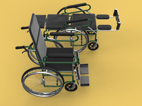 RECLINING RECLINE TILT LYING MANUAL FOLDING WHEELCHAIR MEDICAL Modello 3D