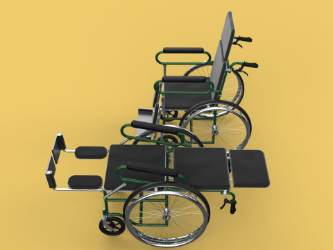 RECLINING RECLINE TILT LYING MANUAL FOLDING WHEELCHAIR MEDICAL Modello 3D