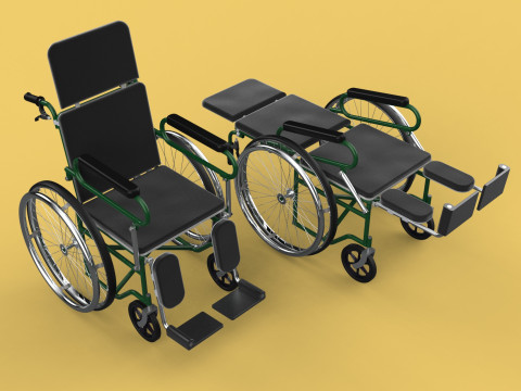 RECLINING RECLINE TILT LYING MANUAL FOLDING WHEELCHAIR MEDICAL Modello 3D