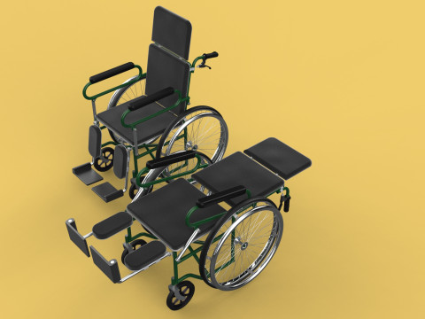 RECLINING RECLINE TILT LYING MANUAL FOLDING WHEELCHAIR MEDICAL Modello 3D