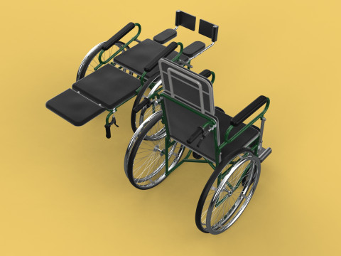 RECLINING RECLINE TILT LYING MANUAL FOLDING WHEELCHAIR MEDICAL Modello 3D