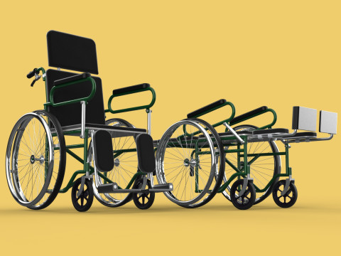 RECLINING RECLINE TILT LYING MANUAL FOLDING WHEELCHAIR MEDICAL Modello 3D