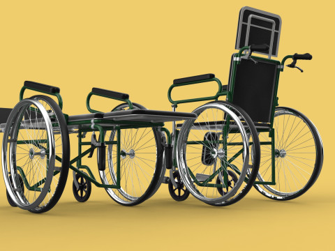 RECLINING RECLINE TILT LYING MANUAL FOLDING WHEELCHAIR MEDICAL Modello 3D