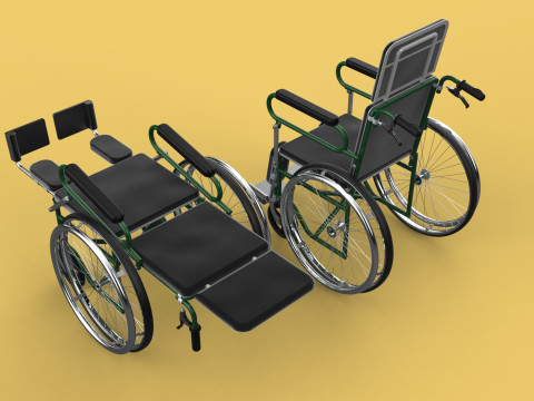 RECLINING RECLINE TILT LYING MANUAL FOLDING WHEELCHAIR MEDICAL Modello 3D