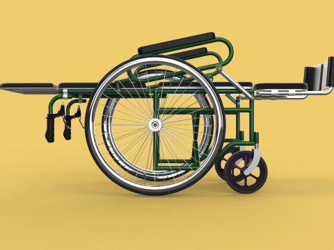 RECLINING RECLINE TILT LYING MANUAL FOLDING WHEELCHAIR MEDICAL Modello 3D