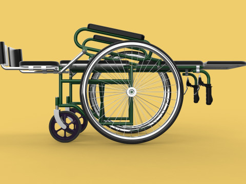 RECLINING RECLINE TILT LYING MANUAL FOLDING WHEELCHAIR MEDICAL Modello 3D