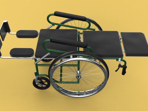 RECLINING RECLINE TILT LYING MANUAL FOLDING WHEELCHAIR MEDICAL Modello 3D