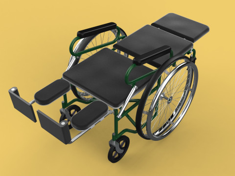 RECLINING RECLINE TILT LYING MANUAL FOLDING WHEELCHAIR MEDICAL Modello 3D