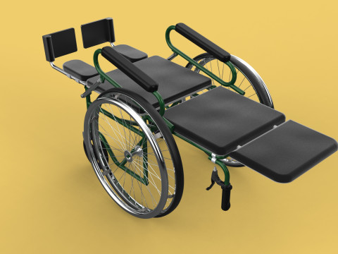 RECLINING RECLINE TILT LYING MANUAL FOLDING WHEELCHAIR MEDICAL Modello 3D