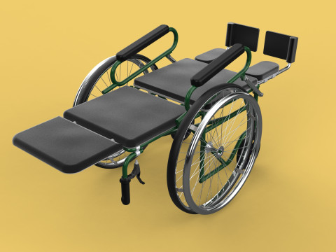 RECLINING RECLINE TILT LYING MANUAL FOLDING WHEELCHAIR MEDICAL Modello 3D