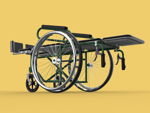 RECLINING RECLINE TILT LYING MANUAL FOLDING WHEELCHAIR MEDICAL Modello 3D