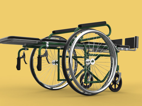 RECLINING RECLINE TILT LYING MANUAL FOLDING WHEELCHAIR MEDICAL Modello 3D