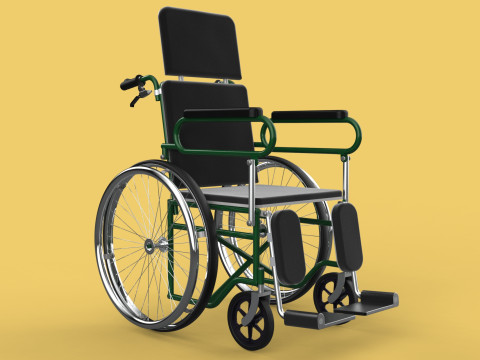 RECLINING RECLINE TILT LYING MANUAL FOLDING WHEELCHAIR MEDICAL Modello 3D