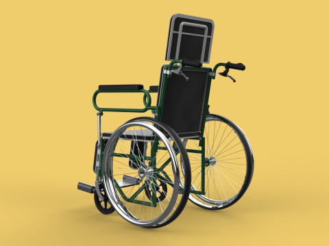 RECLINING RECLINE TILT LYING MANUAL FOLDING WHEELCHAIR MEDICAL Modello 3D