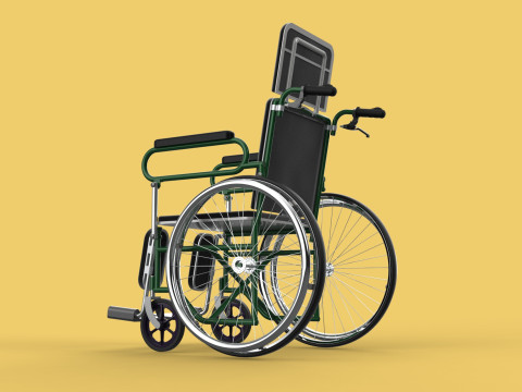 RECLINING RECLINE TILT LYING MANUAL FOLDING WHEELCHAIR MEDICAL Modello 3D