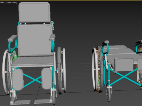 RECLINING RECLINE TILT LYING MANUAL FOLDING WHEELCHAIR MEDICAL Modello 3D