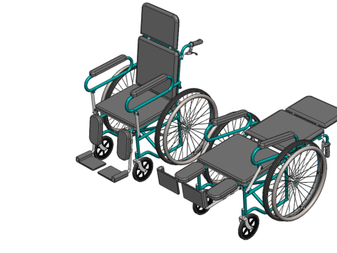RECLINING RECLINE TILT LYING MANUAL FOLDING WHEELCHAIR MEDICAL Modello 3D
