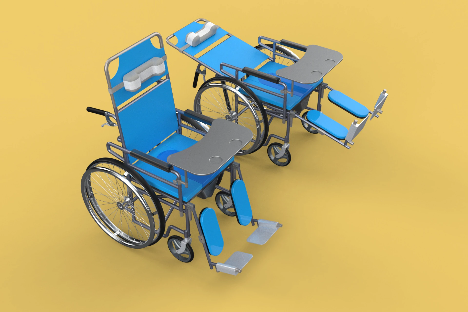 MULTIFUNCTION WHEELCHAIR COMMODE CLOSET TOILET RECLINING FOLDING 3D Model .c4d .max .obj .3ds .fbx .stl .blend 