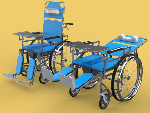 MULTIFUNCTION WHEELCHAIR COMMODE CLOSET TOILET RECLINING FOLDING Modello 3D