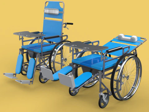 MULTIFUNCTION WHEELCHAIR COMMODE CLOSET TOILET RECLINING FOLDING 3D Model
