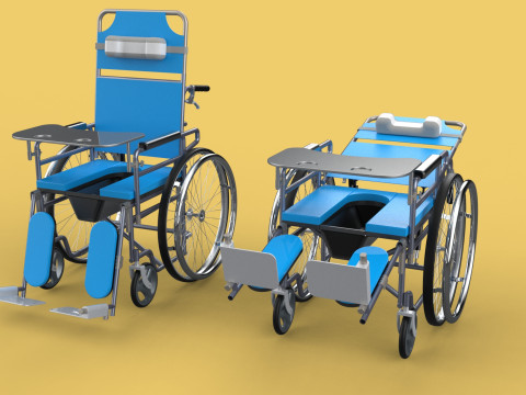 MULTIFUNCTION WHEELCHAIR COMMODE CLOSET TOILET RECLINING FOLDING Modello 3D