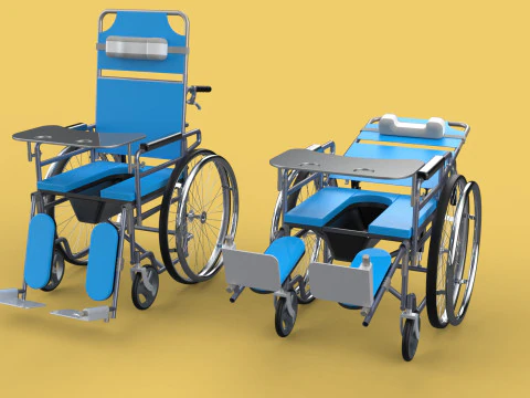 MULTIFUNCTION WHEELCHAIR COMMODE CLOSET TOILET RECLINING FOLDING 3D Model