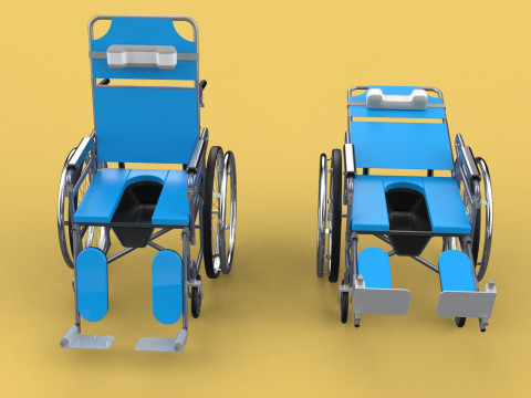 MULTIFUNCTION WHEELCHAIR COMMODE CLOSET TOILET RECLINING FOLDING Modello 3D