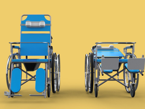 MULTIFUNCTION WHEELCHAIR COMMODE CLOSET TOILET RECLINING FOLDING Modello 3D