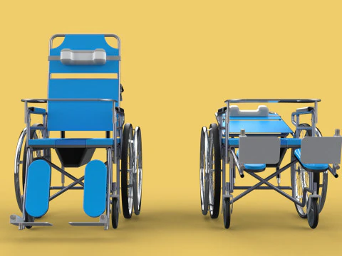 MULTIFUNCTION WHEELCHAIR COMMODE CLOSET TOILET RECLINING FOLDING 3D Model