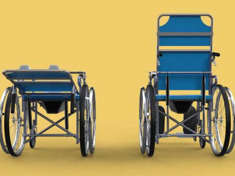 MULTIFUNCTION WHEELCHAIR COMMODE CLOSET TOILET RECLINING FOLDING 3D Model