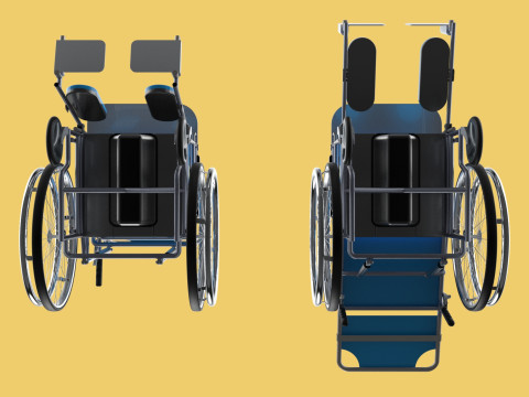 MULTIFUNCTION WHEELCHAIR COMMODE CLOSET TOILET RECLINING FOLDING Modello 3D