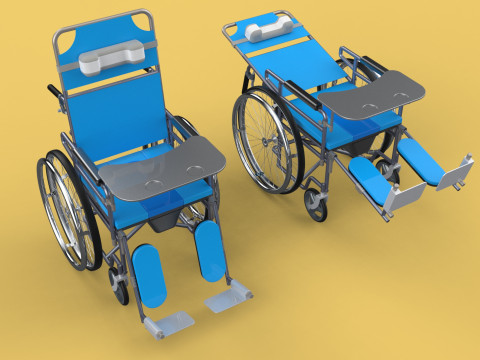 MULTIFUNCTION WHEELCHAIR COMMODE CLOSET TOILET RECLINING FOLDING Modello 3D