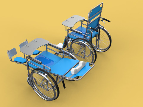 MULTIFUNCTION WHEELCHAIR COMMODE CLOSET TOILET RECLINING FOLDING Modello 3D