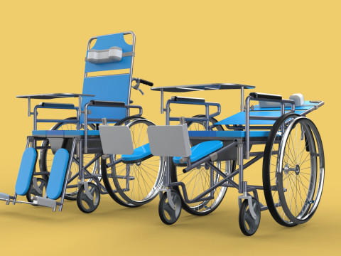 MULTIFUNCTION WHEELCHAIR COMMODE CLOSET TOILET RECLINING FOLDING Modello 3D