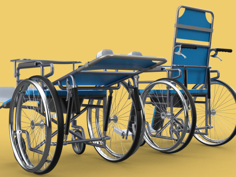 MULTIFUNCTION WHEELCHAIR COMMODE CLOSET TOILET RECLINING FOLDING Modello 3D