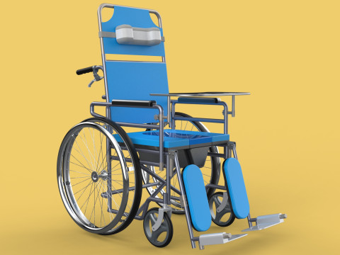 MULTIFUNCTION WHEELCHAIR COMMODE CLOSET TOILET RECLINING FOLDING Modello 3D