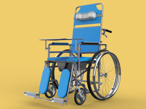 MULTIFUNCTION WHEELCHAIR COMMODE CLOSET TOILET RECLINING FOLDING Modello 3D