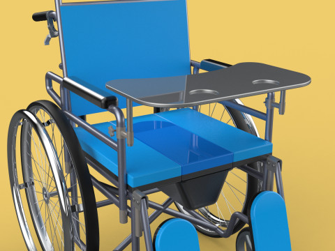 MULTIFUNCTION WHEELCHAIR COMMODE CLOSET TOILET RECLINING FOLDING Modello 3D