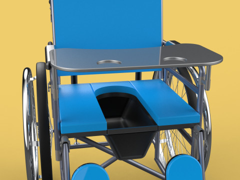 MULTIFUNCTION WHEELCHAIR COMMODE CLOSET TOILET RECLINING FOLDING Modello 3D