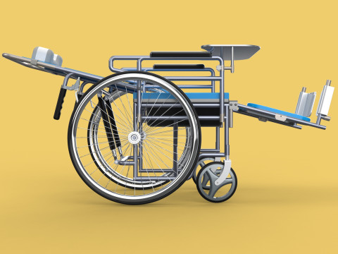 MULTIFUNCTION WHEELCHAIR COMMODE CLOSET TOILET RECLINING FOLDING Modello 3D