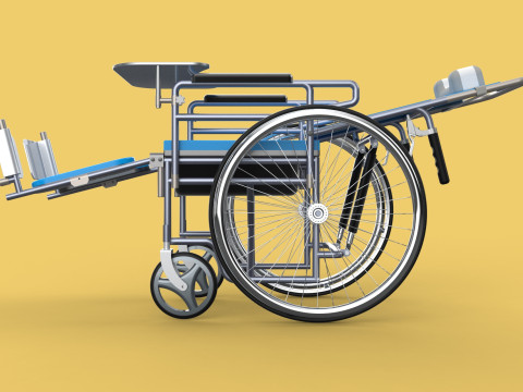 MULTIFUNCTION WHEELCHAIR COMMODE CLOSET TOILET RECLINING FOLDING Modello 3D